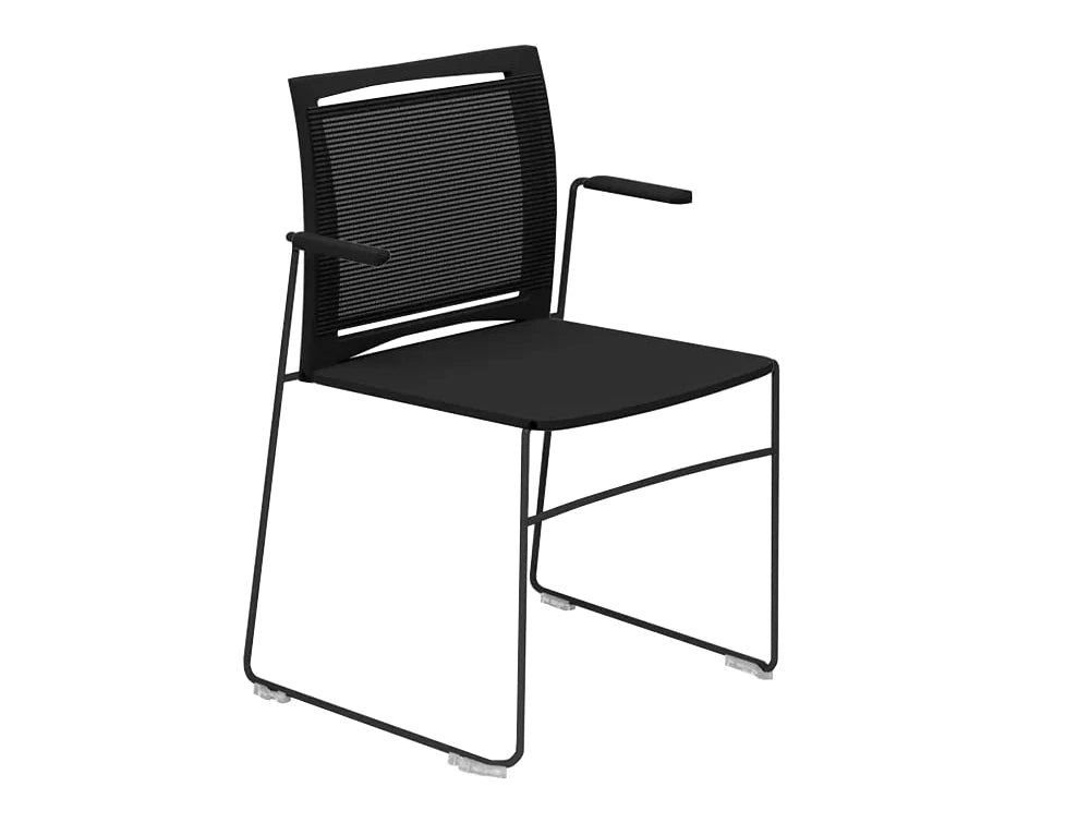 Ariz Plastic Seat With Armrest And Mesh Backrest Chair   Model 555V Pro Ari555V 01 Blk Na 2P