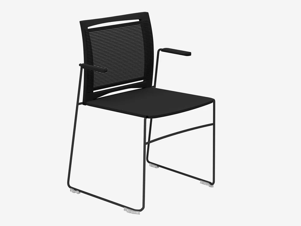 Ariz Plastic Seat With Armrest And Mesh Backrest Chair   Model 555V Pro Ari555V 01 Blk Na 2P