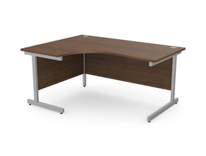 Ashford Radial Office Desk With Metal Legs In Walnut And Silver Finish