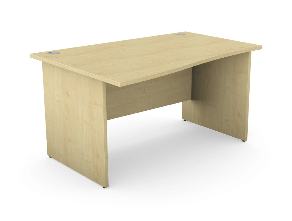 Ashford Wave Office Desk With Panel Legs In Wooden Birch Finish
