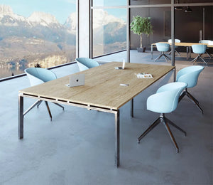 Astro Rectangular Table with White Armchair in Meeting Room Setting