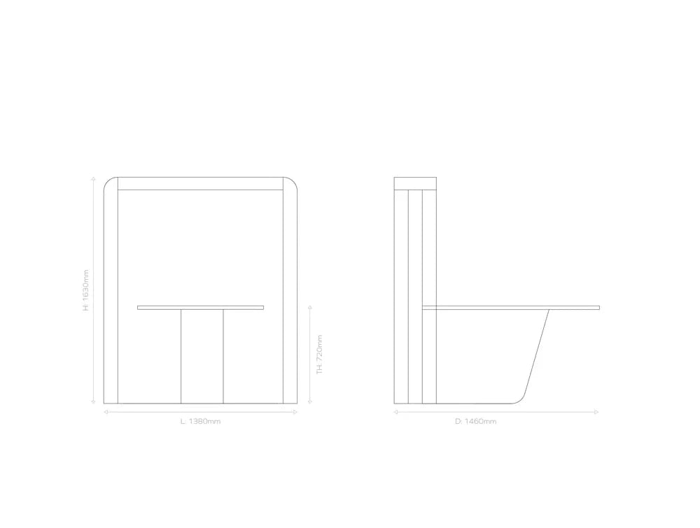 Athena Seated Height Media Unit 5 Person Dimensions