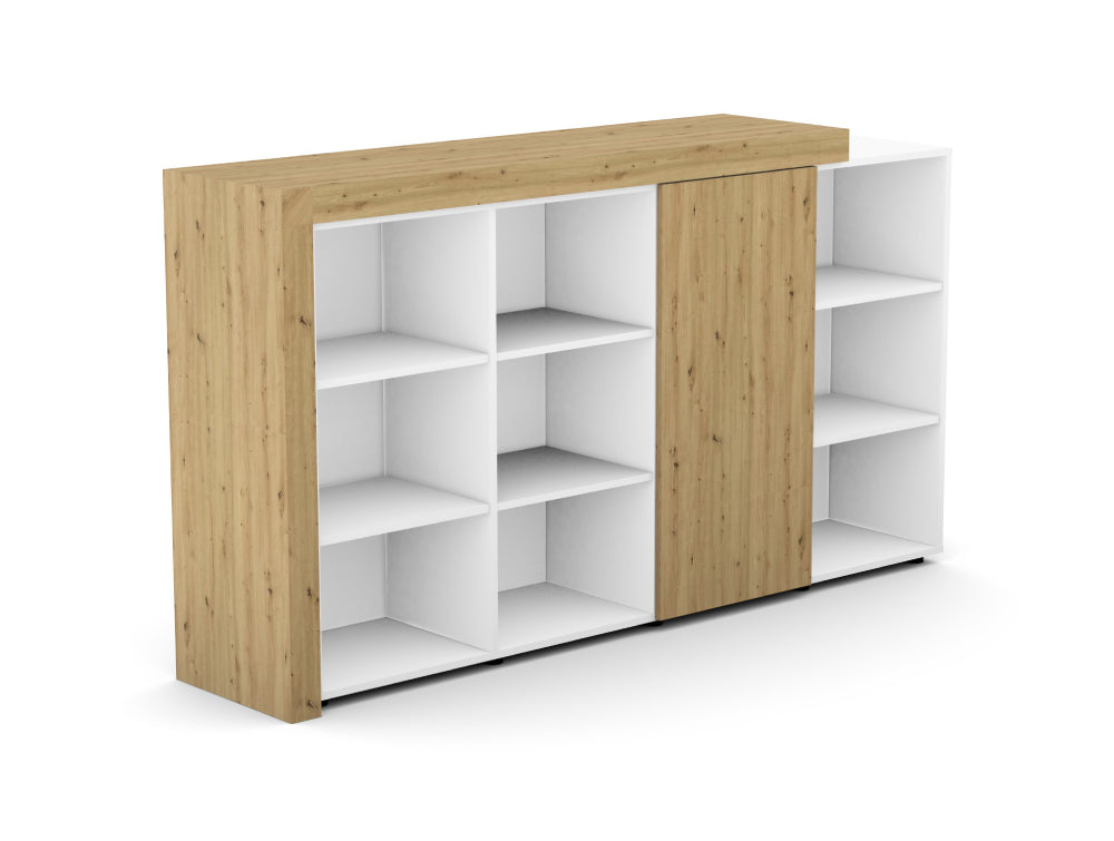 Auttica Execuitve Open Storage Wooden Cupboard in Natural Oak Finish