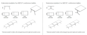 Axy Line Conference Tables Extension Modules With A And X Leg Dimensions