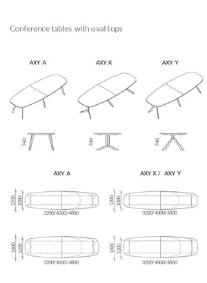 Axy Line Conference Tables With Oval Tops Dimensions