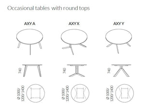 Axy Line Occasional Table With Round Tops Dimensions