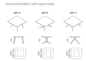 Axy Line Occasional Tables With Square Tops Dimensions