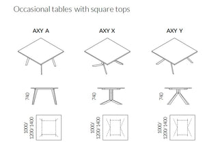 Axy Line Occasional Tables With Square Tops Dimensions