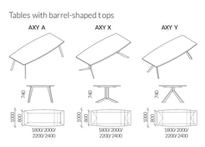 Axy Line Tables With Barrel Shaped Dimensions