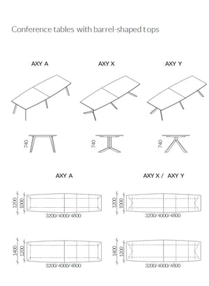 Axy Line Tables With Double Top Barrel Shaped Dimensions