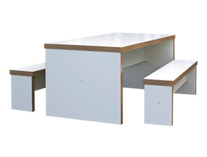 Blk Blw Block White Canteen Table And Benches