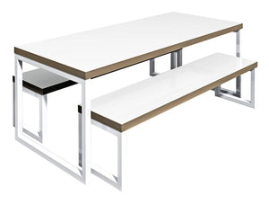 Blk Stlw Block Steel White Canteen Table And Benches