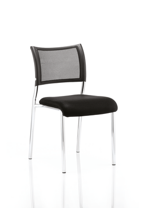 Brunswick Visitor Chair Black Fabric Without Arms Chrome Frame 