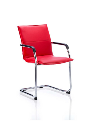 Echo Cantilever Chair Red Soft Bonded Leather With Arms Image 2