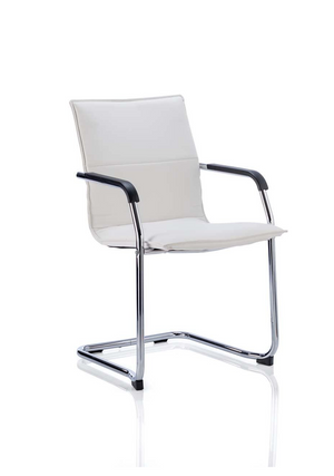 Echo Cantilever Chair White Soft Bonded Leather With Arms