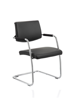 Havanna Visitor Chair Black Leather With Arms Image 7