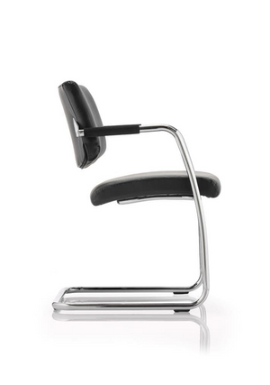 Havanna Visitor Chair Black Leather With Arms Image 3