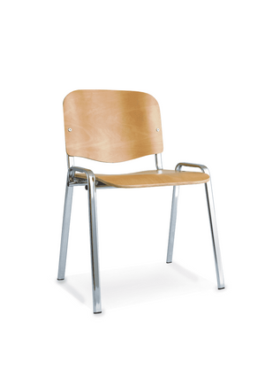 ISO Stacking Chair Beech Chrome Frame Image 2
