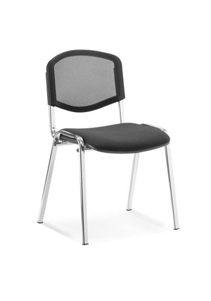 ISO Stacking Chair Mesh Back Black Fabric Chrome Frame Image 2