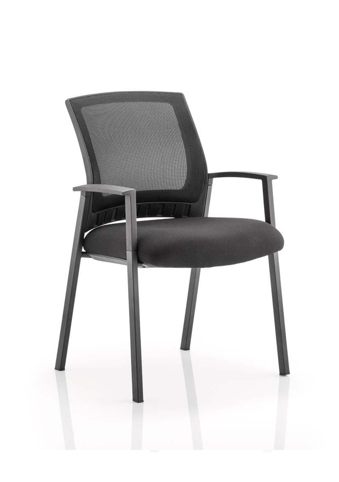Metro Visitor Chair Black Fabric Black Mesh Back With Arms