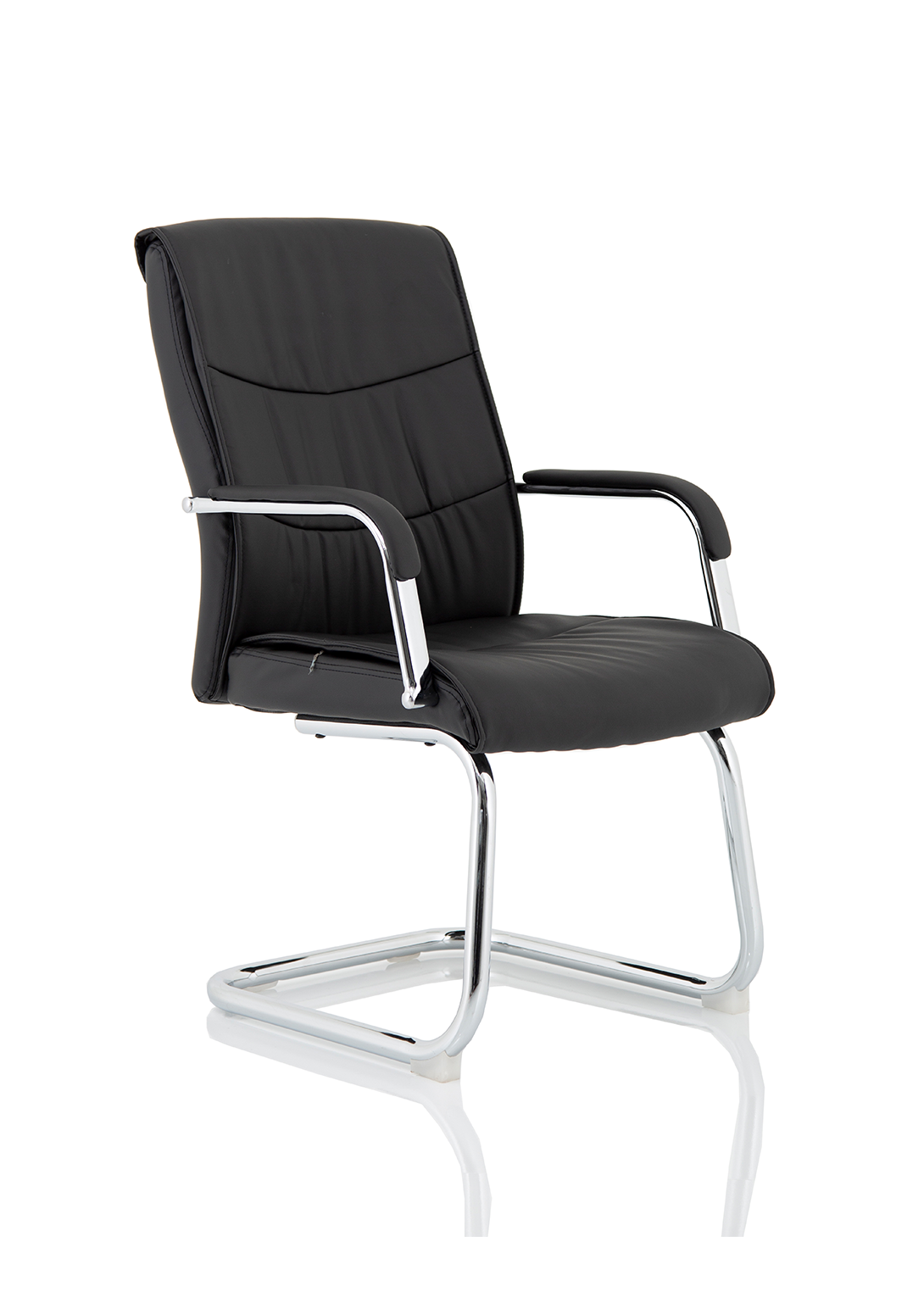 Carter Black Luxury Faux Leather Cantilever Chair With Arms