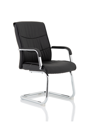 Carter Black Luxury Faux Leather Cantilever Chair With Arms Image 2