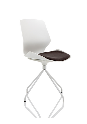 Florence Spindle White Frame Dark Grey Fabric Seat Visitor Chair Image 2