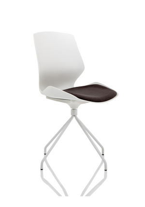 Florence Spindle White Frame Dark Grey Fabric Seat Visitor Chair