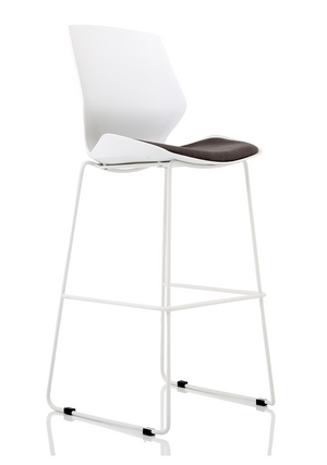 Florence White Frame High Stool Grey Fabric