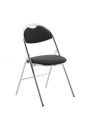 Milan Folding Black Vinyl Chrome Frame Chair