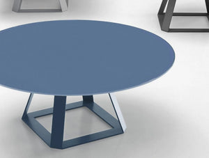 Balma H2 Round Coffee Table With Metal Base In Blue