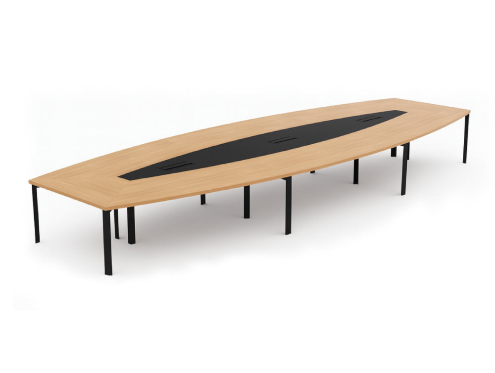Barrel Shaped Meeting Room Table with Cube Metal Legs 2