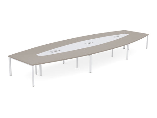 Barrel Shaped Meeting Room Table with Cube Metal Legs