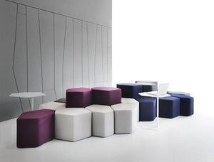 Bazalto Modular Low And High Pouffes Set With Pruple And Blue Finish And Computer