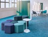Bazalto Modular Low And High Pouffes Set With Turquoise Finish And White Table