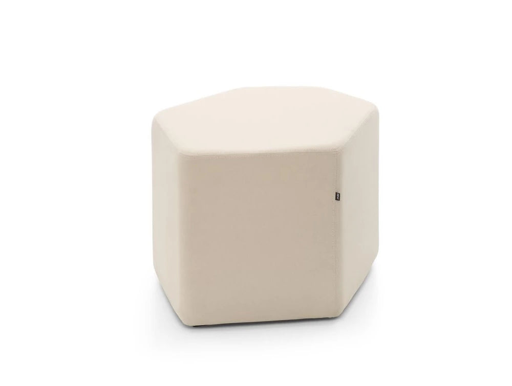 Bazalto Modular Pouffe With Low Height And Elegant White Fabric Finish