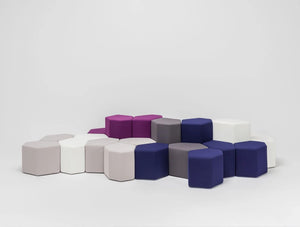 Bazalto Modular Pouffes Configuration With Pink And Purple Wool Finish
