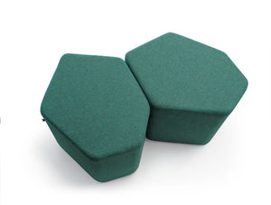 Bazalto Modular Pouffes With Dark Green Wool Finish And Metal Bindings