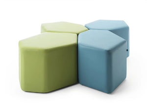 Bazalto Modular Pouffes With Modern Lime Green And Light Bluen Wool Finish