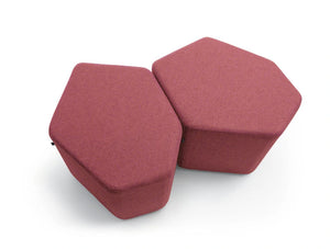 Bazalto Modular Pouffes With Red Fabric Finish And Metal Bindings