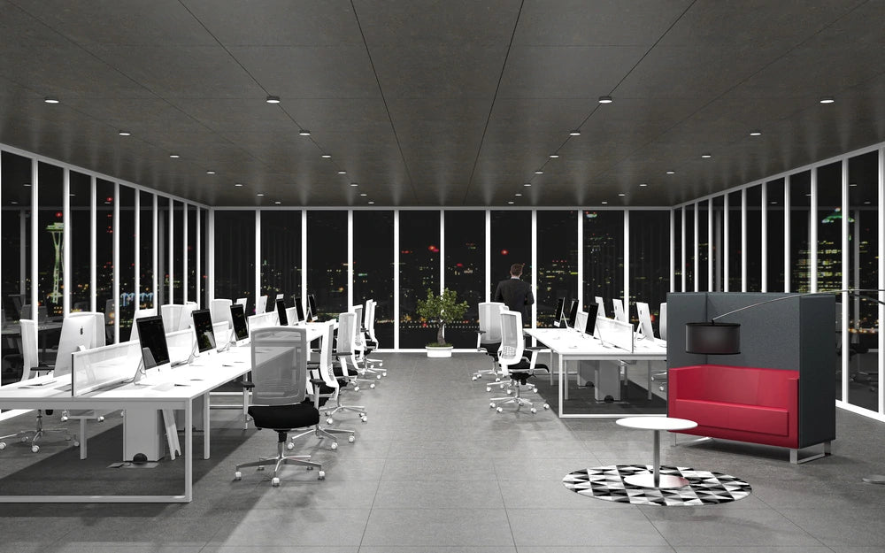 Begin Black Adjustable Mesh Task Chair with Modular Seating in Office Setting