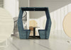 Bill 2 Person Open Den In Orange Finish With Pink Sofa And Orange Armchair In Living Room Setting