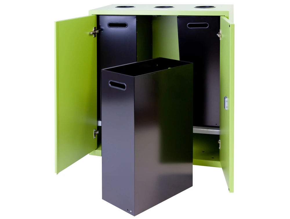 Bisley Lateralfile Top Access Recycling Lime Green Unit With Black Containers