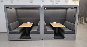 Bob Roofed 4-Seater Open Meeting Den with Wall in Grey