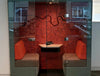 Bob Roofed Meeting Den With Glass With Red Print Interior And Grey Exterior