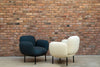 Boho Upholstered Fabric Lounge Armchair In White Finish Outdoor Setting