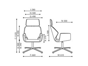 Booi Lounge Chair in 4 Star Base Dimensions