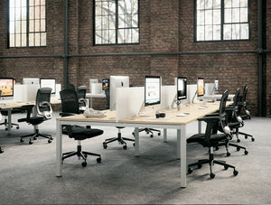 Buronomic Astrolite Shared Desk for Modest Budget 2 with black seats in an office setting