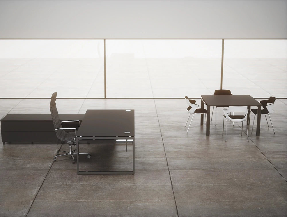 Buronomic Prestige Contemporary Executive Desk 5 With Brown Top And Legs Finishes