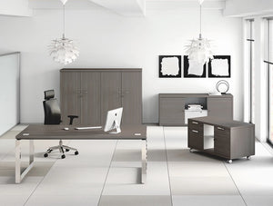 Buronomic Prestige Contemporary Executive Desk 6 With Wood Tone Finishes And Metal Legs